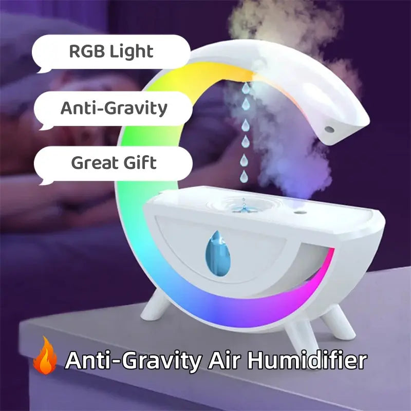 RGB Night Light Water Droplet Sprayer Anti-Gravity Air Humidifier 350ml Creative Home Office Mist Maker Diffuser Christmas Gift TrendyDwelling