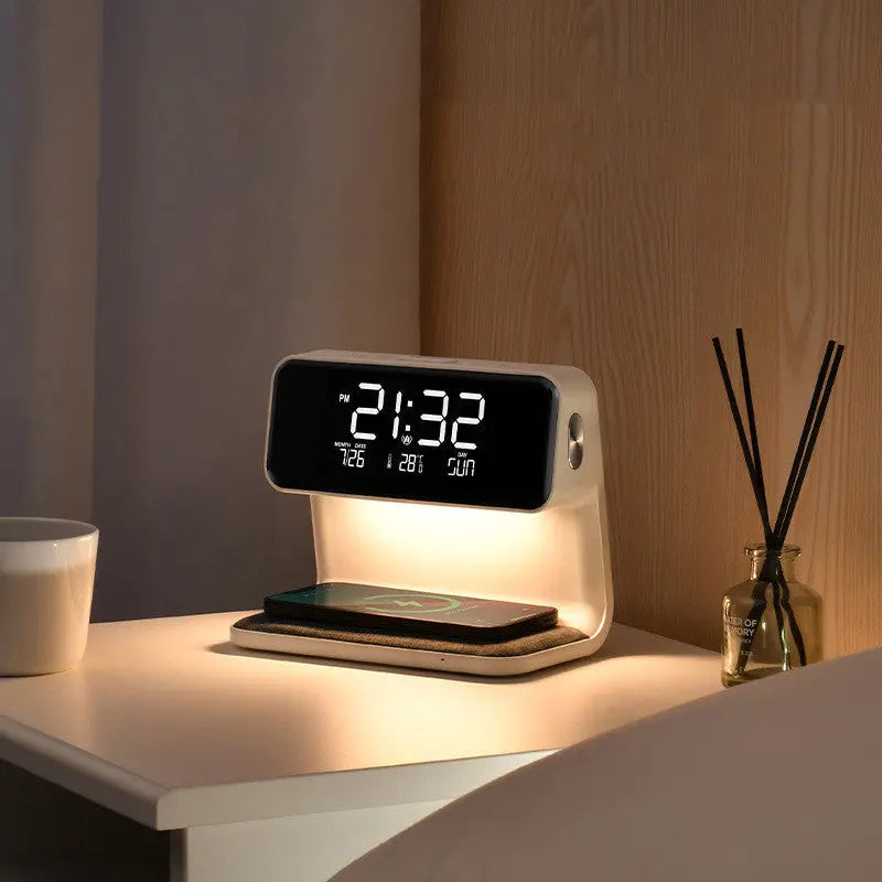 Creative 3 In 1 Bedside Lamp Wireless Charging LCD Screen Alarm Clock  Wireless Phone Charger TrendyDwelling