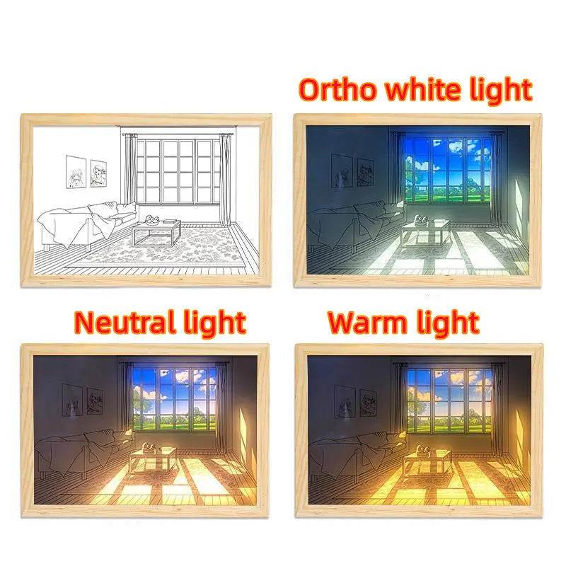 Illuminated Picture LED Decorative Light Painting Bedside Picture Style Creative Modern Simulate Sunshine Drawing Night Light Gift TrendyDwelling