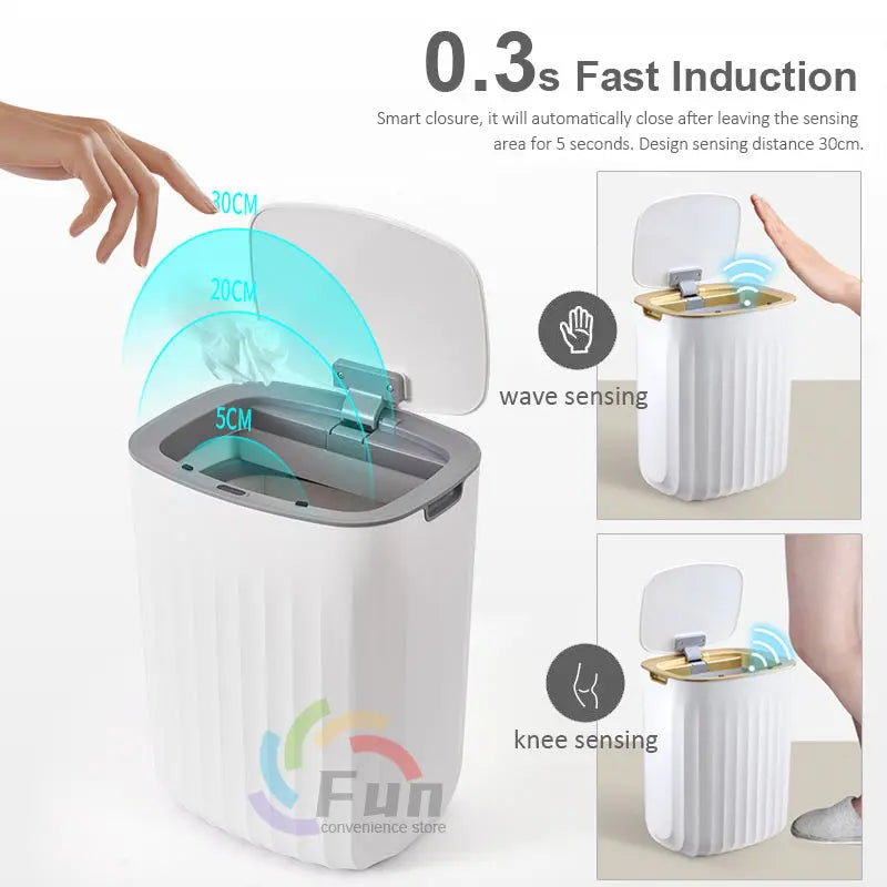 Smart Trash Can With Lid For Bedroom And Living Room Kitchen Storage Box Trash Can Induction Small Car Box Automatic Smart Dustbin Smart Trash Bin TrendyDwelling