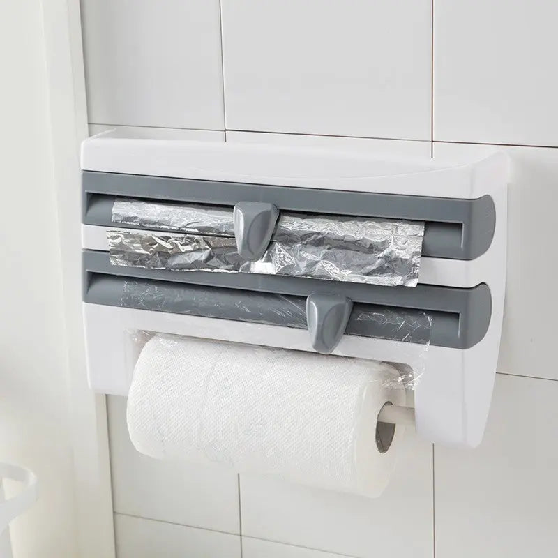 4-In-1 Kitchen Roll Holder Dispenser Kitchen Foil Film Wrap Tissue Paper 4 IN 1 Kitchen Roll Holder Dispenser TrendyDwelling