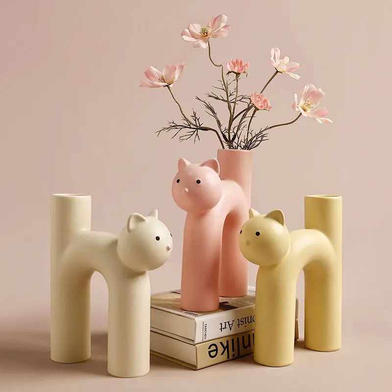 Cute Tube Cat Vase Living Room Home Desktop Decoration Home Decor TrendyDwelling