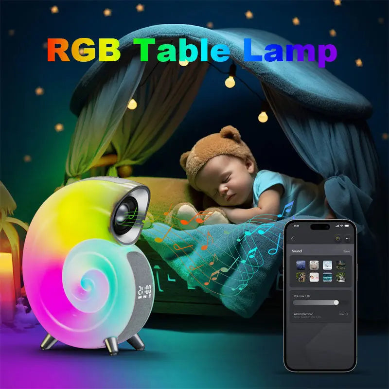 Conch Smart RGB Atmosphere Light Bluetooth Speaker Alarm Clock Wake-up Lamp White Noise Machine For Sleeping Baby APP Control TrendyDwelling