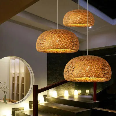 Bamboo Woven Simple Japanese Creative Pastoral Chandelier TrendyDwelling