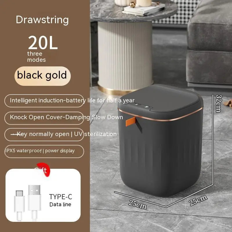 Smart Trash Can With Lid For Bedroom And Living Room Kitchen Storage Box Trash Can Induction Small Car Box Automatic Smart Dustbin Smart Trash Bin TrendyDwelling