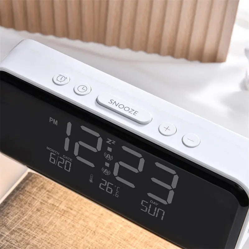 Creative 3 In 1 Bedside Lamp Wireless Charging LCD Screen Alarm Clock  Wireless Phone Charger TrendyDwelling