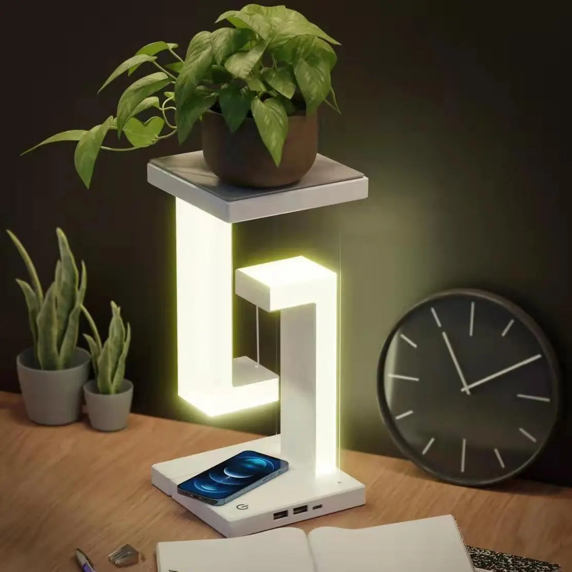 Creative Smartphone Wireless Charging Suspension Table Lamp Balance Lamp Floating For Home Bedroom TrendyDwelling