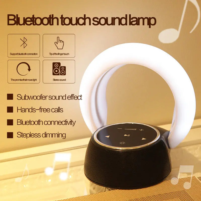 Creative Bluetooth Subwoofer Stereo Speaker LED Desk Lamp Stepless Dimming Folding Touch Atmosphere Night Light TrendyDwelling