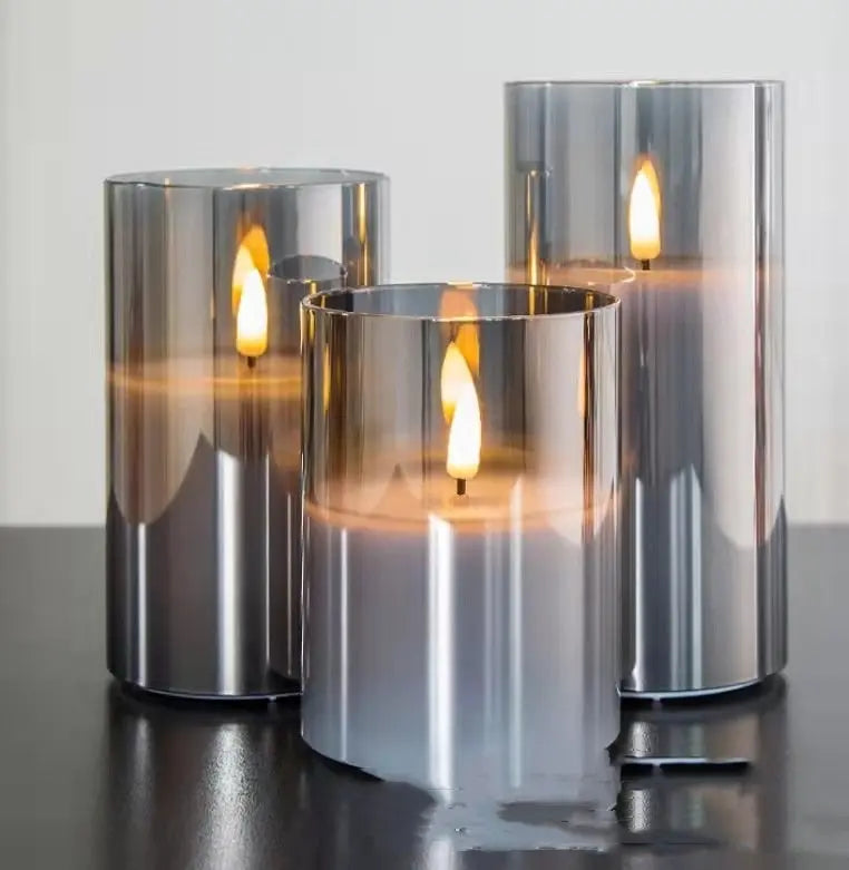 Electroplated Glass LED Electronic Candle Lights Wholesale Rechargeable TrendyDwelling