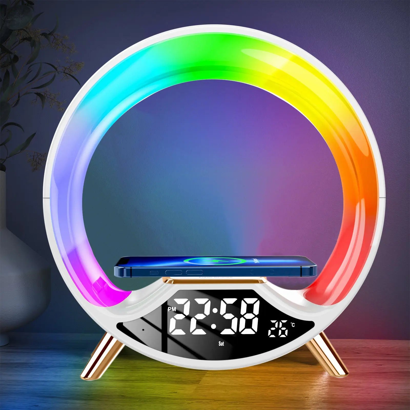 O Light Three In One Wireless Charging Multifunctional Bluetooth Speaker Night Light TrendyDwelling