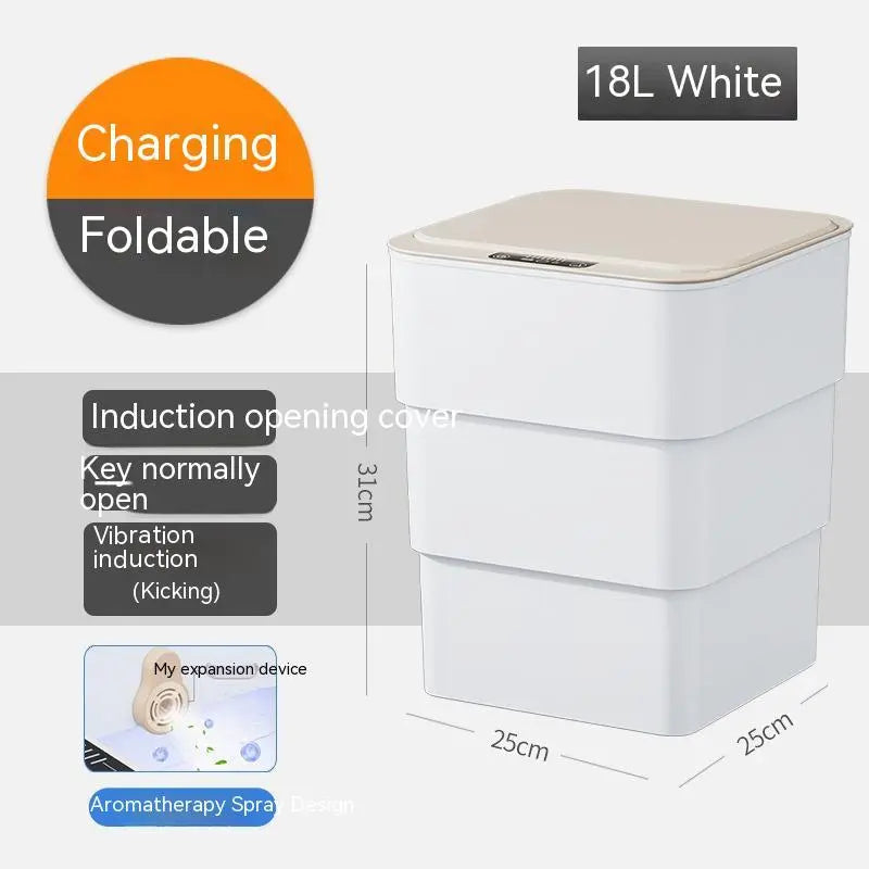 Smart Trash Can With Lid For Bedroom And Living Room Kitchen Storage Box Trash Can Induction Small Car Box Automatic Smart Dustbin Smart Trash Bin TrendyDwelling