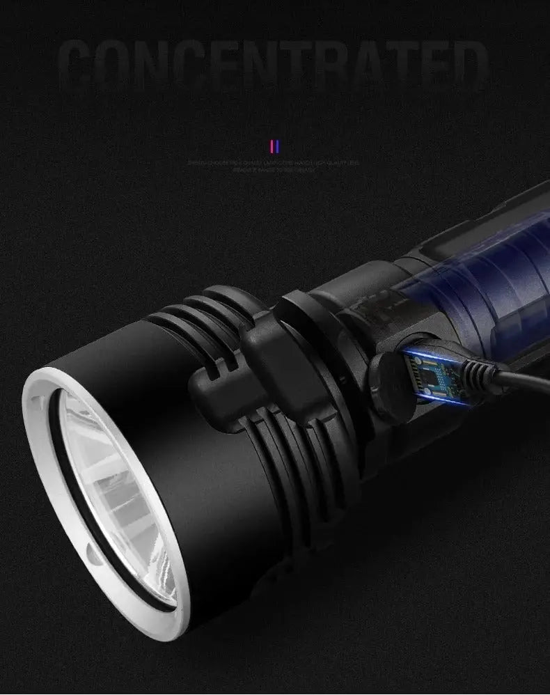 Strong Flashlight Focusing Led  Light Rechargeable Super Bright LED Outdoor Xenon Lamp TrendyDwelling