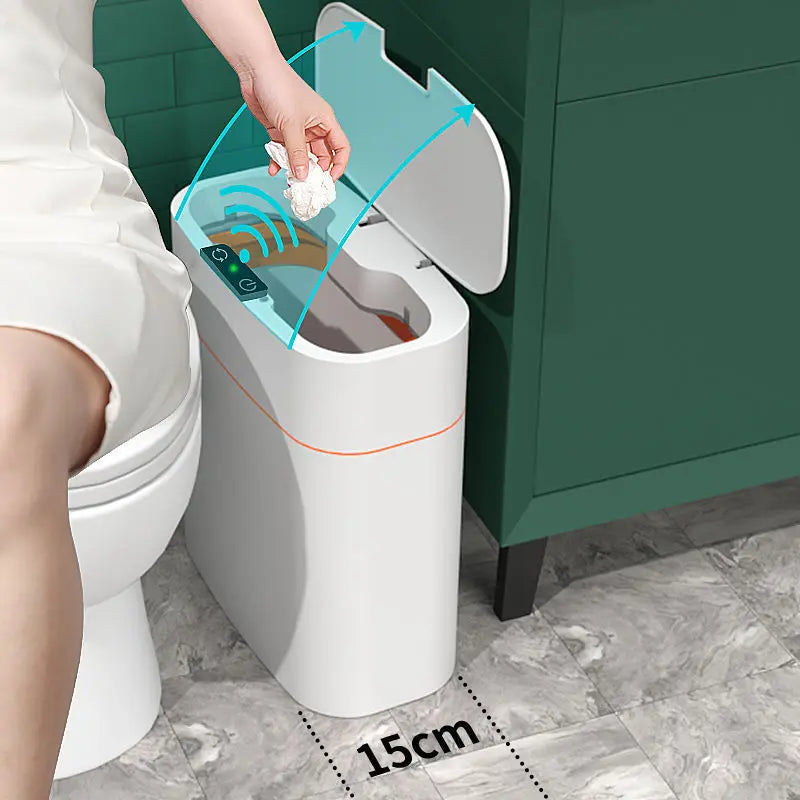 Smart Trash Can With Lid For Bedroom And Living Room Kitchen Storage Box Trash Can Induction Small Car Box Automatic Smart Dustbin Smart Trash Bin TrendyDwelling