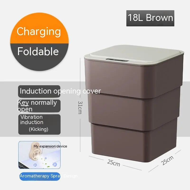 Smart Trash Can With Lid For Bedroom And Living Room Kitchen Storage Box Trash Can Induction Small Car Box Automatic Smart Dustbin Smart Trash Bin TrendyDwelling