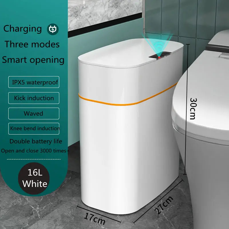 Smart Trash Can With Lid For Bedroom And Living Room Kitchen Storage Box Trash Can Induction Small Car Box Automatic Smart Dustbin Smart Trash Bin TrendyDwelling