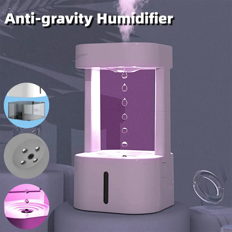 Creative Anti-gravity Water Drop Humidifier Air Conditioning Mist Spray Household Quiet Bedroom Office With 580ML Water Tank TrendyDwelling