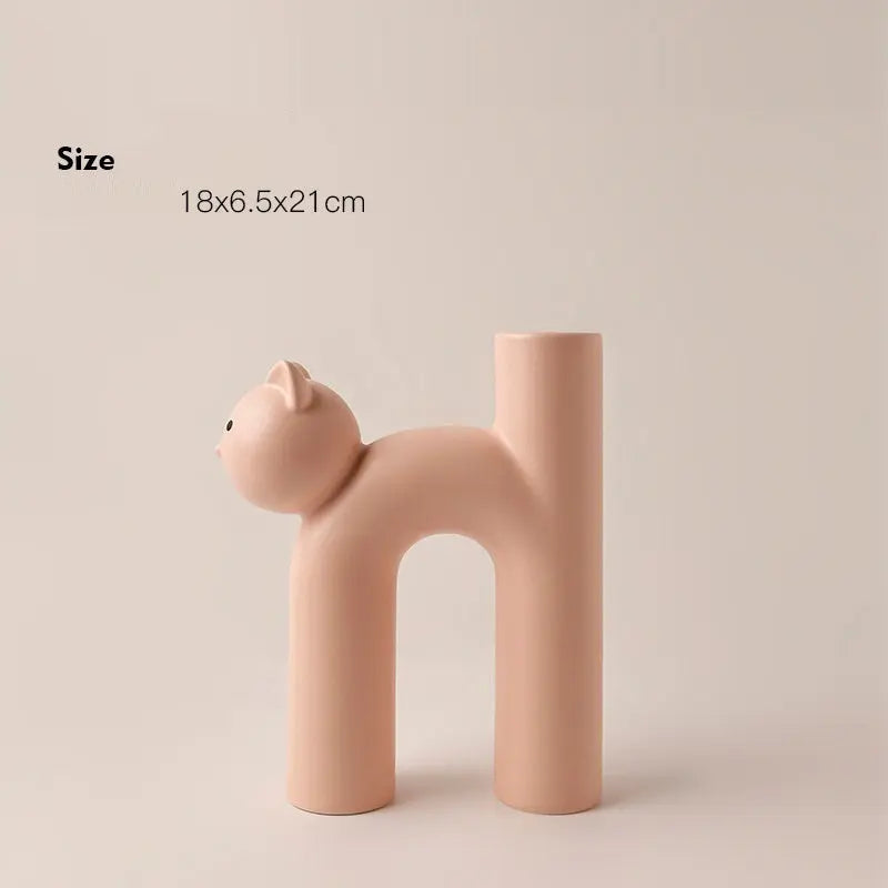 Cute Tube Cat Vase Living Room Home Desktop Decoration Home Decor TrendyDwelling