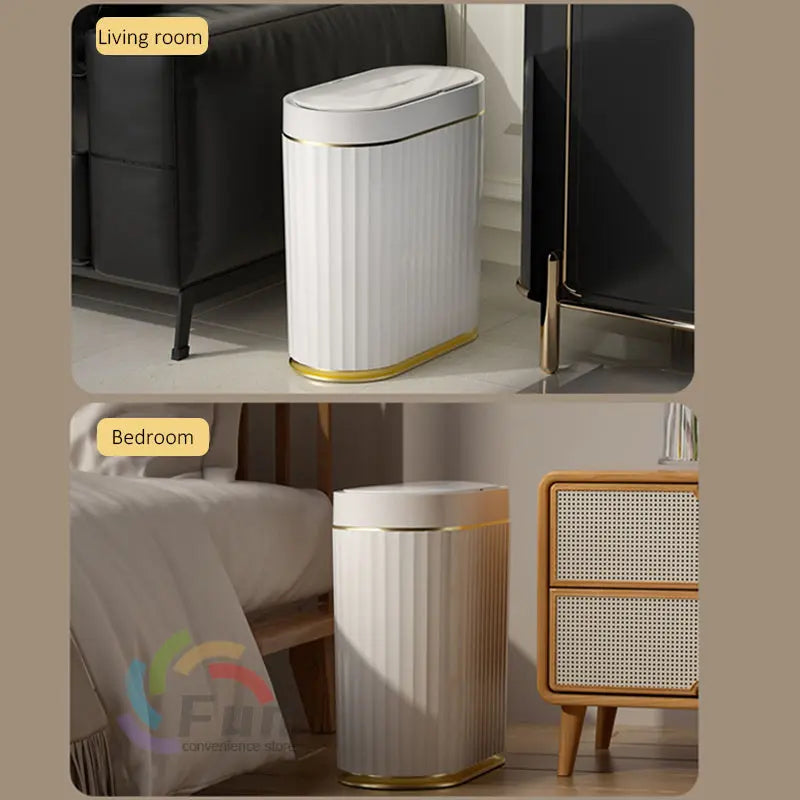 Smart Trash Can With Lid For Bedroom And Living Room Kitchen Storage Box Trash Can Induction Small Car Box Automatic Smart Dustbin Smart Trash Bin TrendyDwelling