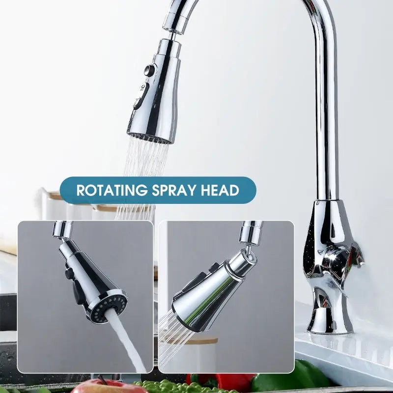 Universal Pressurized Faucet Sprayer Anti-splash 360 Degree Rotating Water Tap Three Stall Water Saving Faucet Nozzle Adapter TrendyDwelling