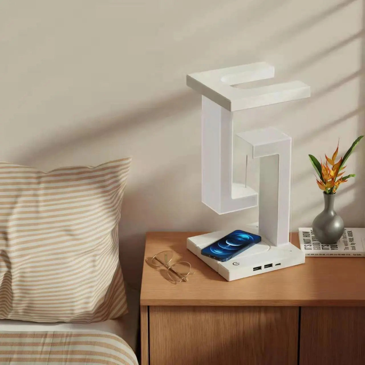 Creative Smartphone Wireless Charging Suspension Table Lamp Balance Lamp Floating For Home Bedroom TrendyDwelling