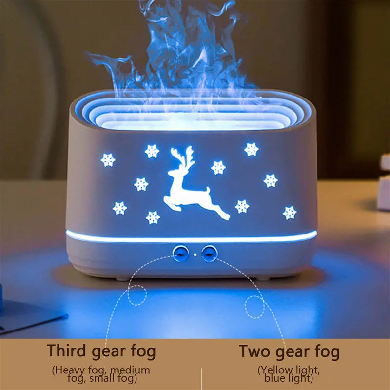 Elk Flame Humidifier Diffuser Mute Household Atmosphere Lamp Christmas Home Decorations TrendyDwelling