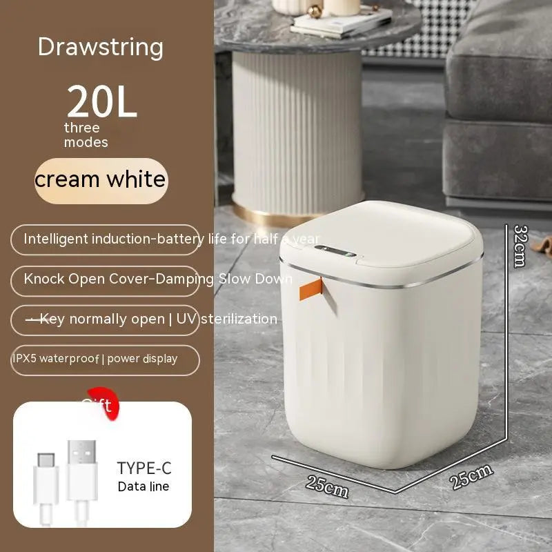 Smart Trash Can With Lid For Bedroom And Living Room Kitchen Storage Box Trash Can Induction Small Car Box Automatic Smart Dustbin Smart Trash Bin TrendyDwelling