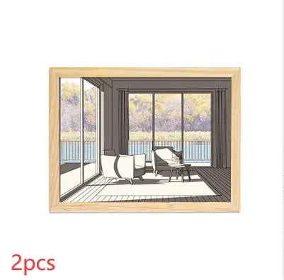 Illuminated Picture LED Decorative Light Painting Bedside Picture Style Creative Modern Simulate Sunshine Drawing Night Light Gift TrendyDwelling