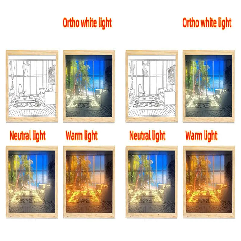 Illuminated Picture LED Decorative Light Painting Bedside Picture Style Creative Modern Simulate Sunshine Drawing Night Light Gift TrendyDwelling