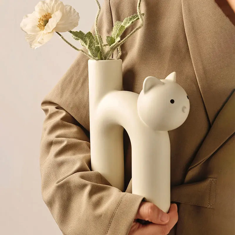 Cute Tube Cat Vase Living Room Home Desktop Decoration Home Decor TrendyDwelling