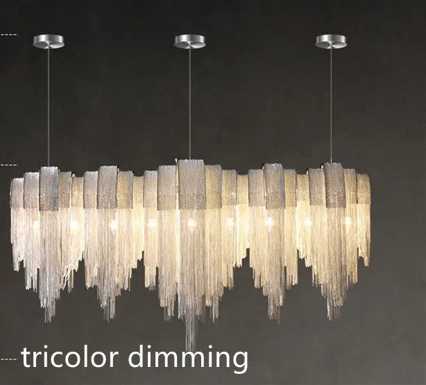 Nordic Luxury Villa Design Tassel Aluminum Chain Living Room Chandelier TrendyDwelling