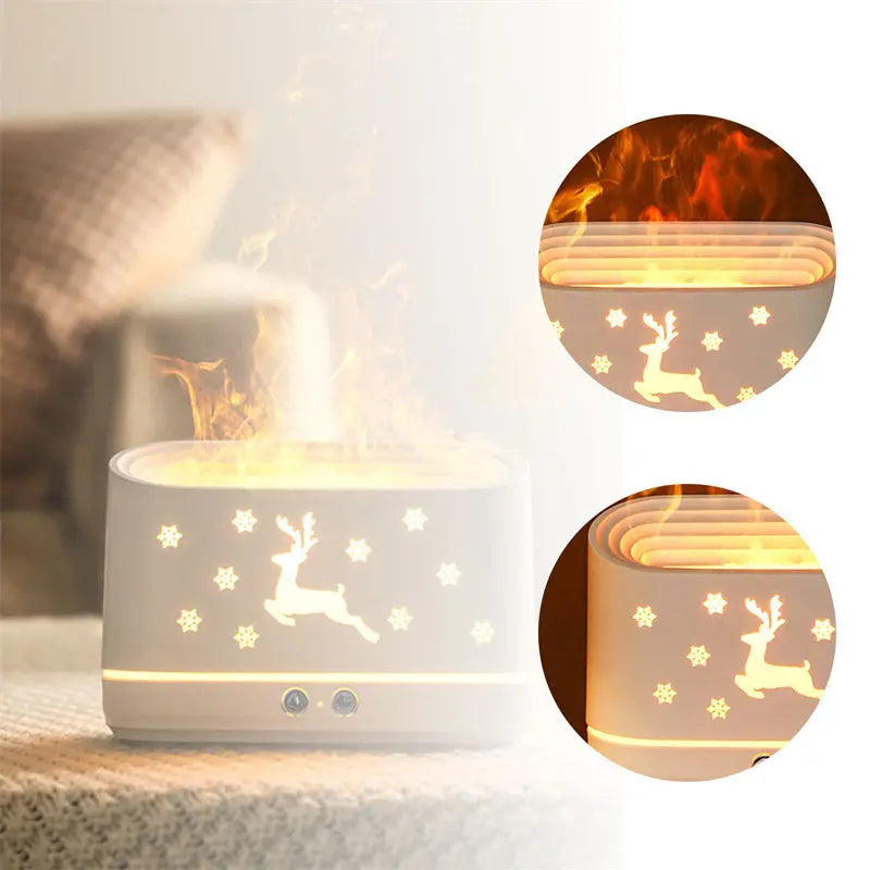 Elk Flame Humidifier Diffuser Mute Household Atmosphere Lamp Christmas Home Decorations TrendyDwelling