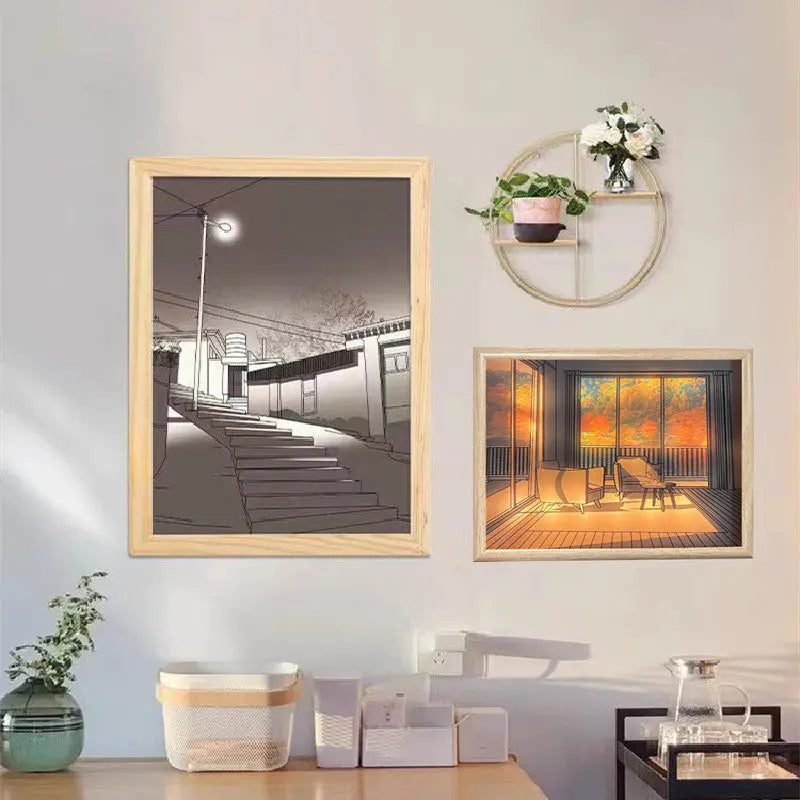 Illuminated Picture LED Decorative Light Painting Bedside Picture Style Creative Modern Simulate Sunshine Drawing Night Light Gift TrendyDwelling