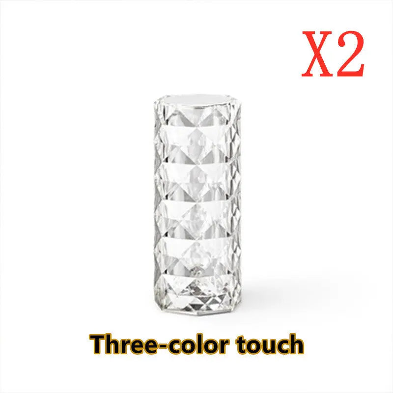 Nordic Crystal Lamp USB Table Lamps Bedroom Touch Dimming Atmosphere Diamond Night Light Rose Projector Lamp Decor TrendyDwelling