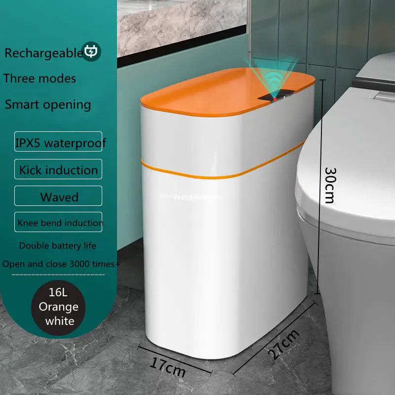 Smart Trash Can With Lid For Bedroom And Living Room Kitchen Storage Box Trash Can Induction Small Car Box Automatic Smart Dustbin Smart Trash Bin TrendyDwelling